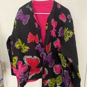 Quilted XL Butterfly Print Women’s Whimsical Avalon Grannycore.1210